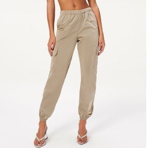Good American Tan Track Pants